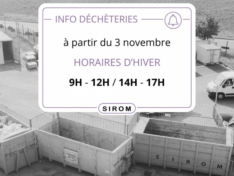 Horaires d'hiver en déchèteries
