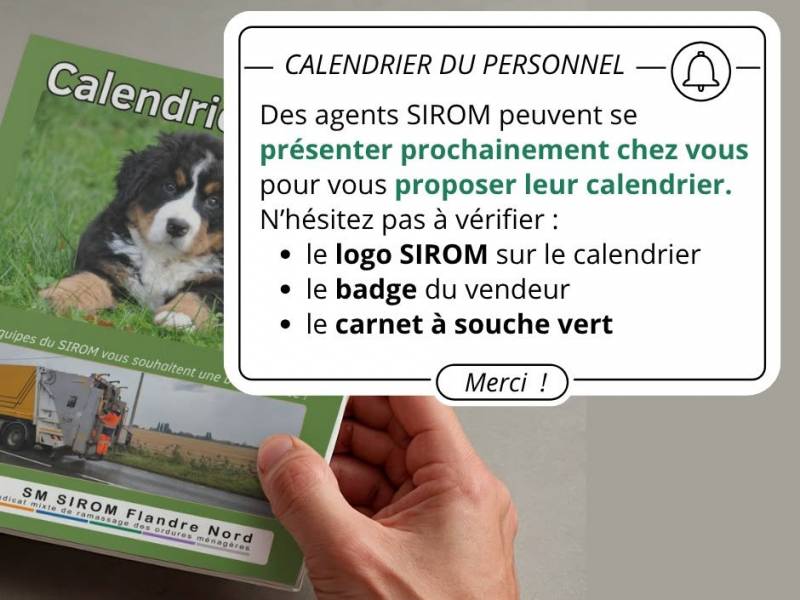 Le personnel du SIROM commence la vente de son calendrier !